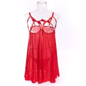 Sexy Cage Red Sheer Babydoll Lingerie